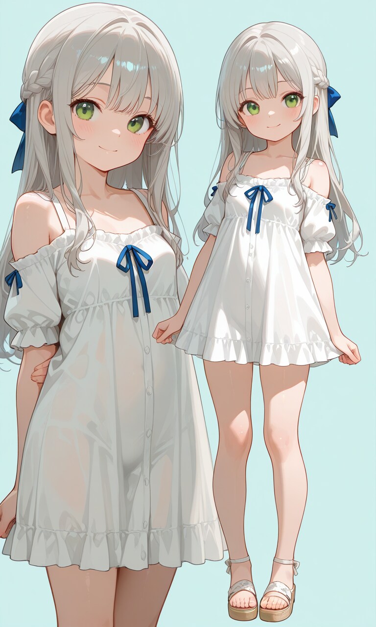 フレンチブレイドヘアが可愛い銀髪ロリっ子(*´꒳`*)