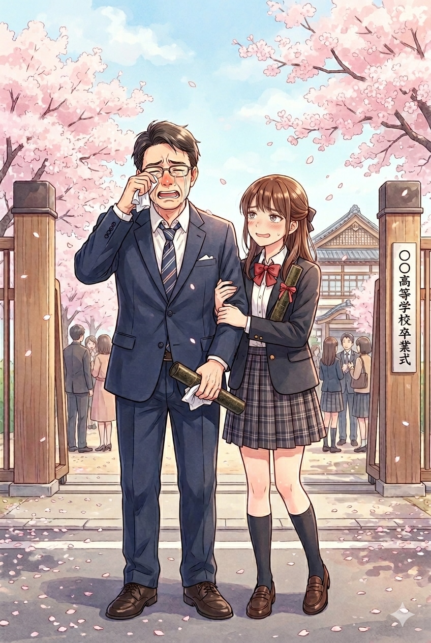 父、卒業式で号泣