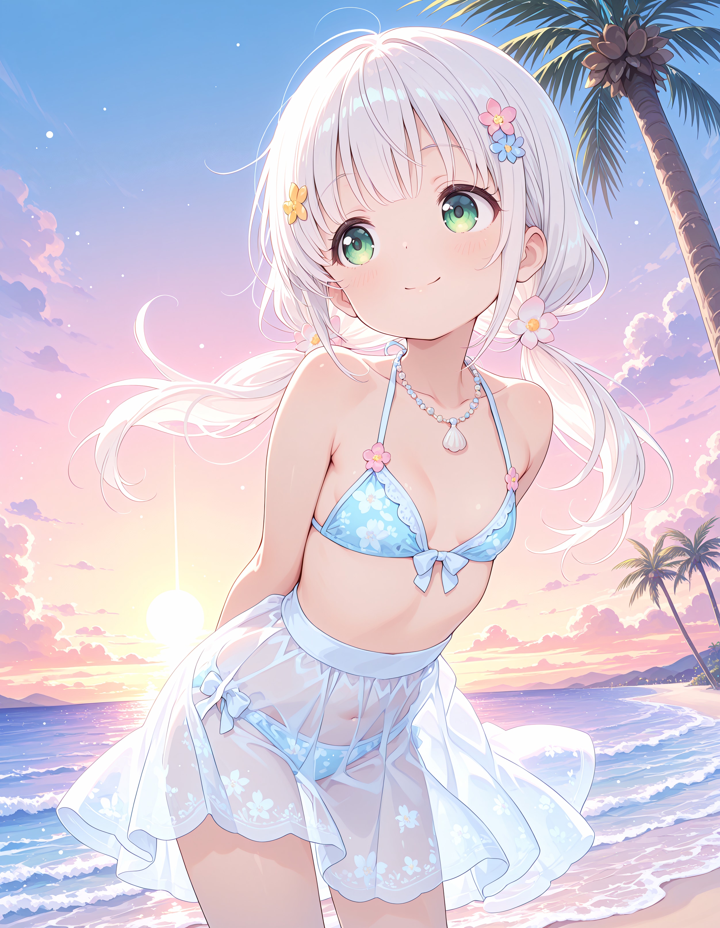 海辺と風に揺れるパレオ