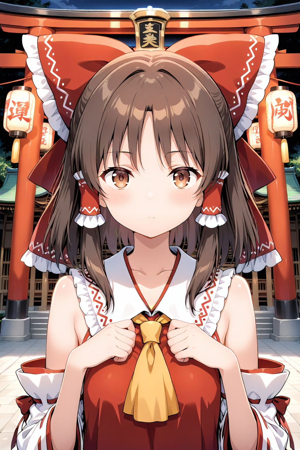 サンタ服っぽい巫女服の予定がいつもの巫女服だった博麗神社の巫女