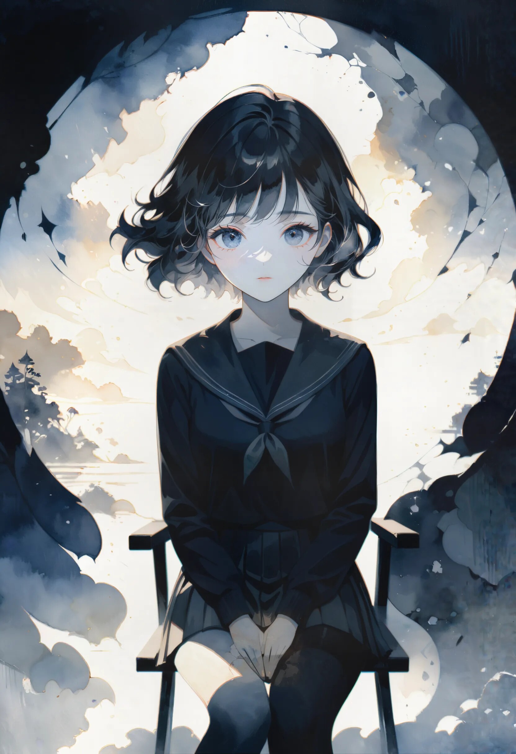 座る少女