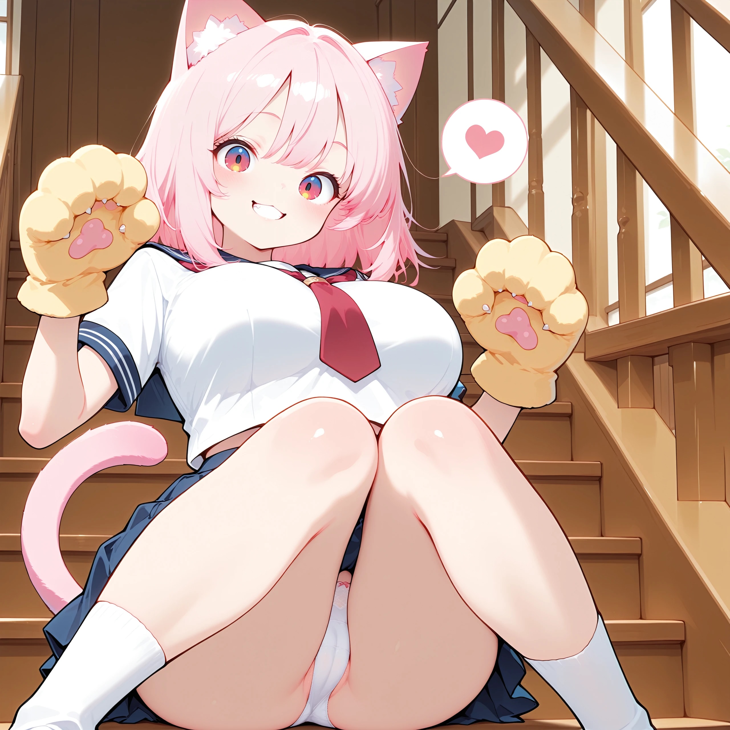 「にゃー」　猫ポーズで盛大にパンチラする猫耳さん