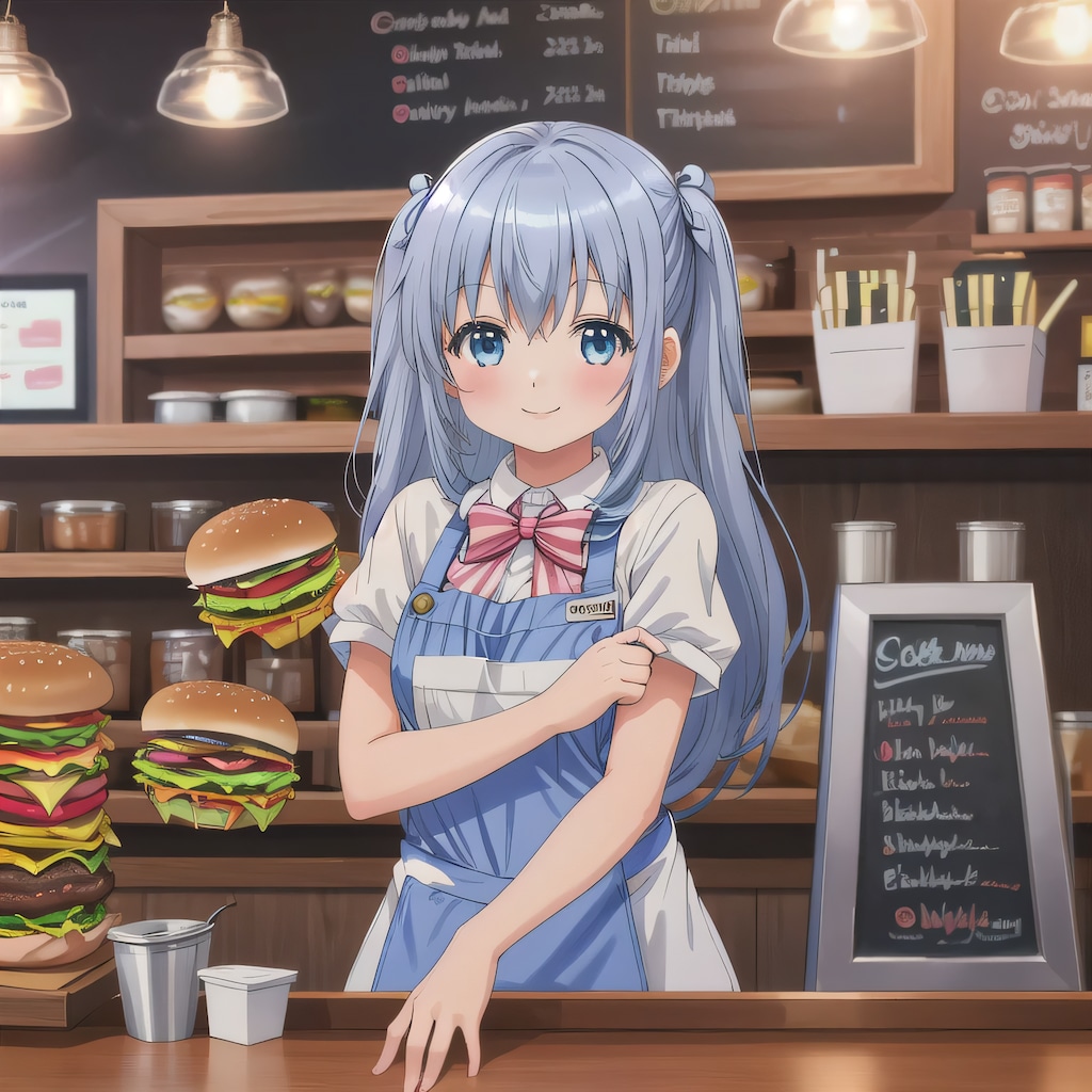 青髪ロングでクルーの少女２