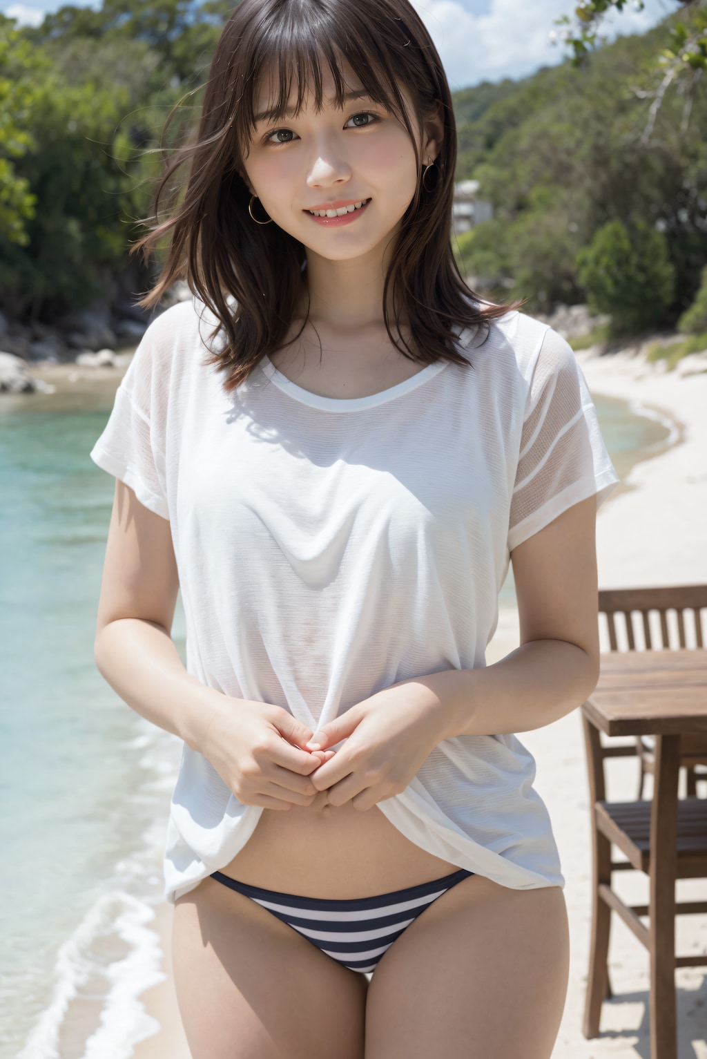 ビーチカフェの女性