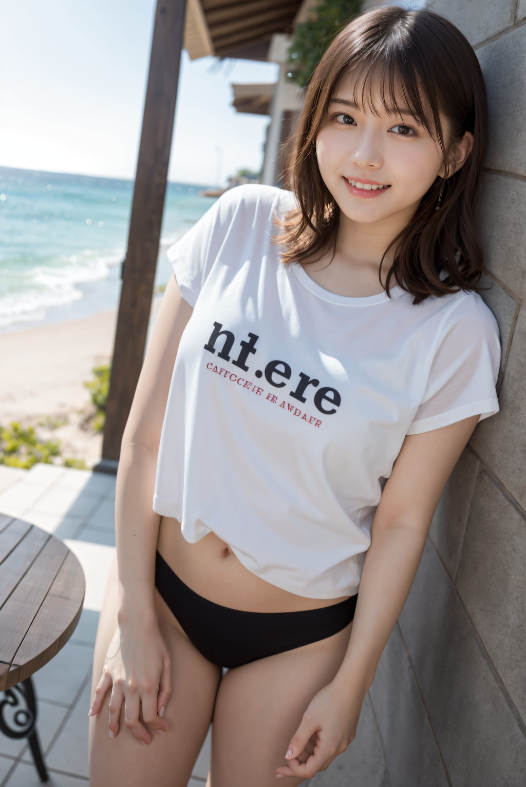 ビーチカフェの女性