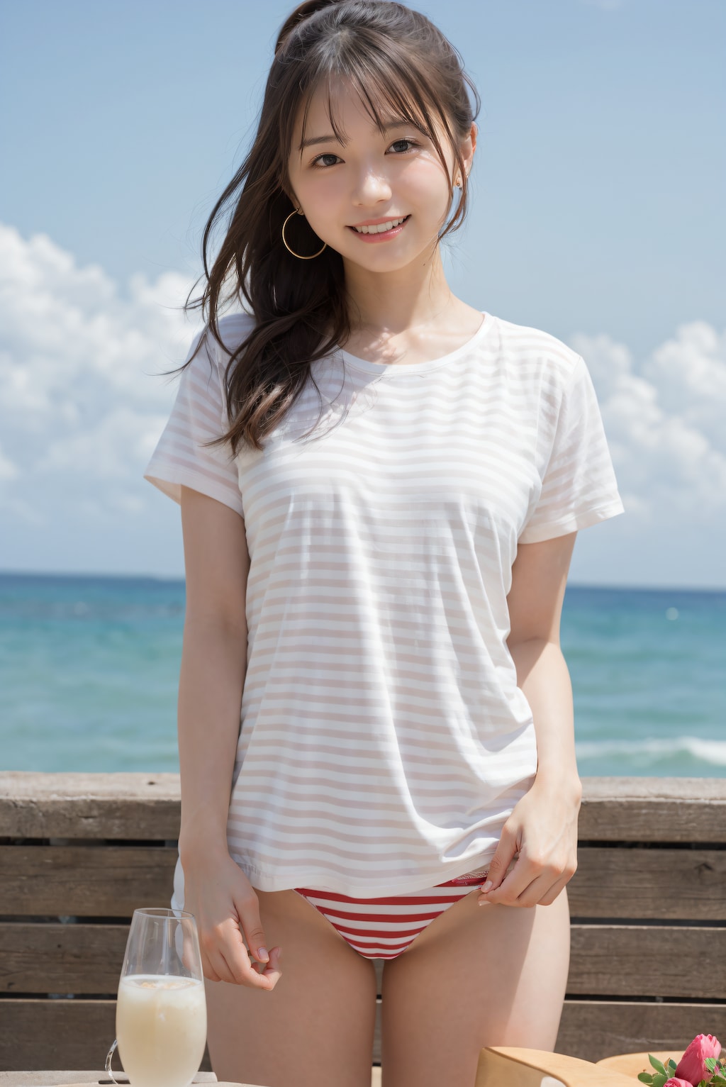 ビーチカフェの女性