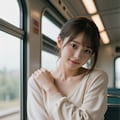 電車に乗る女性 3 5枚目