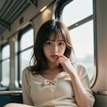 電車に乗る女性 3 2枚目