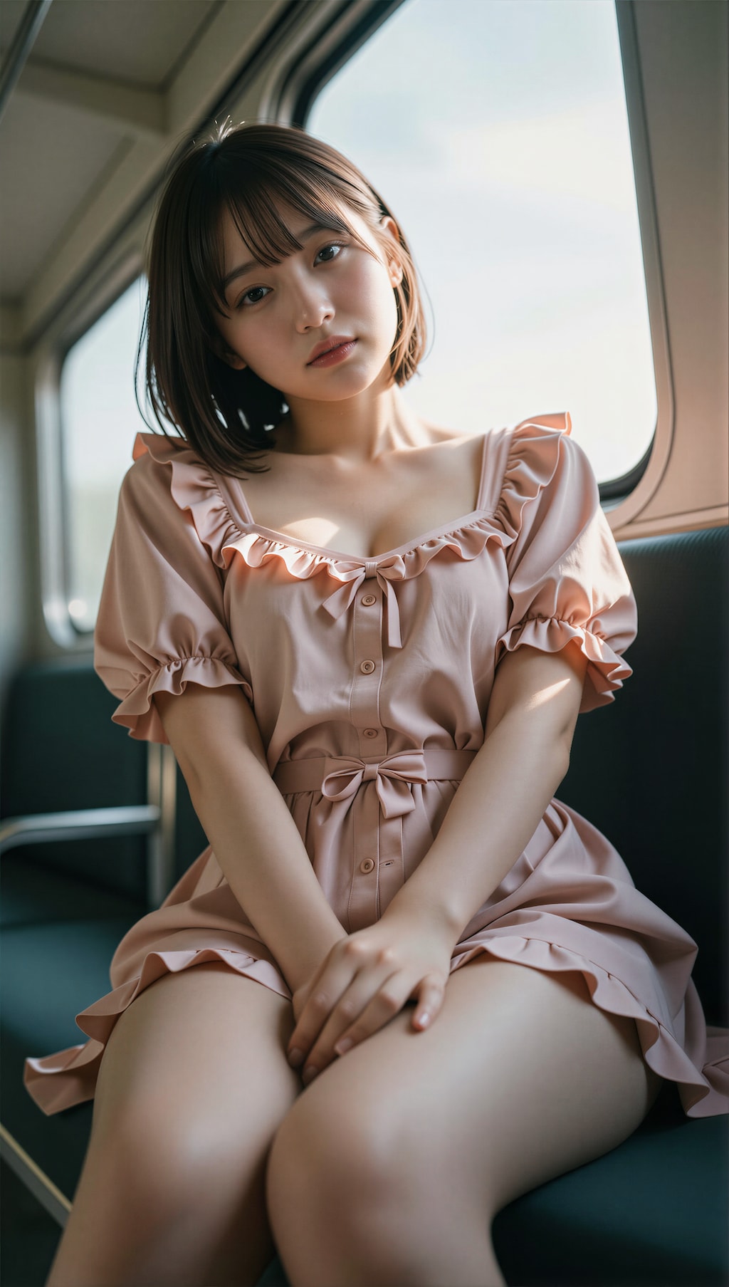 電車に乗る女性 3