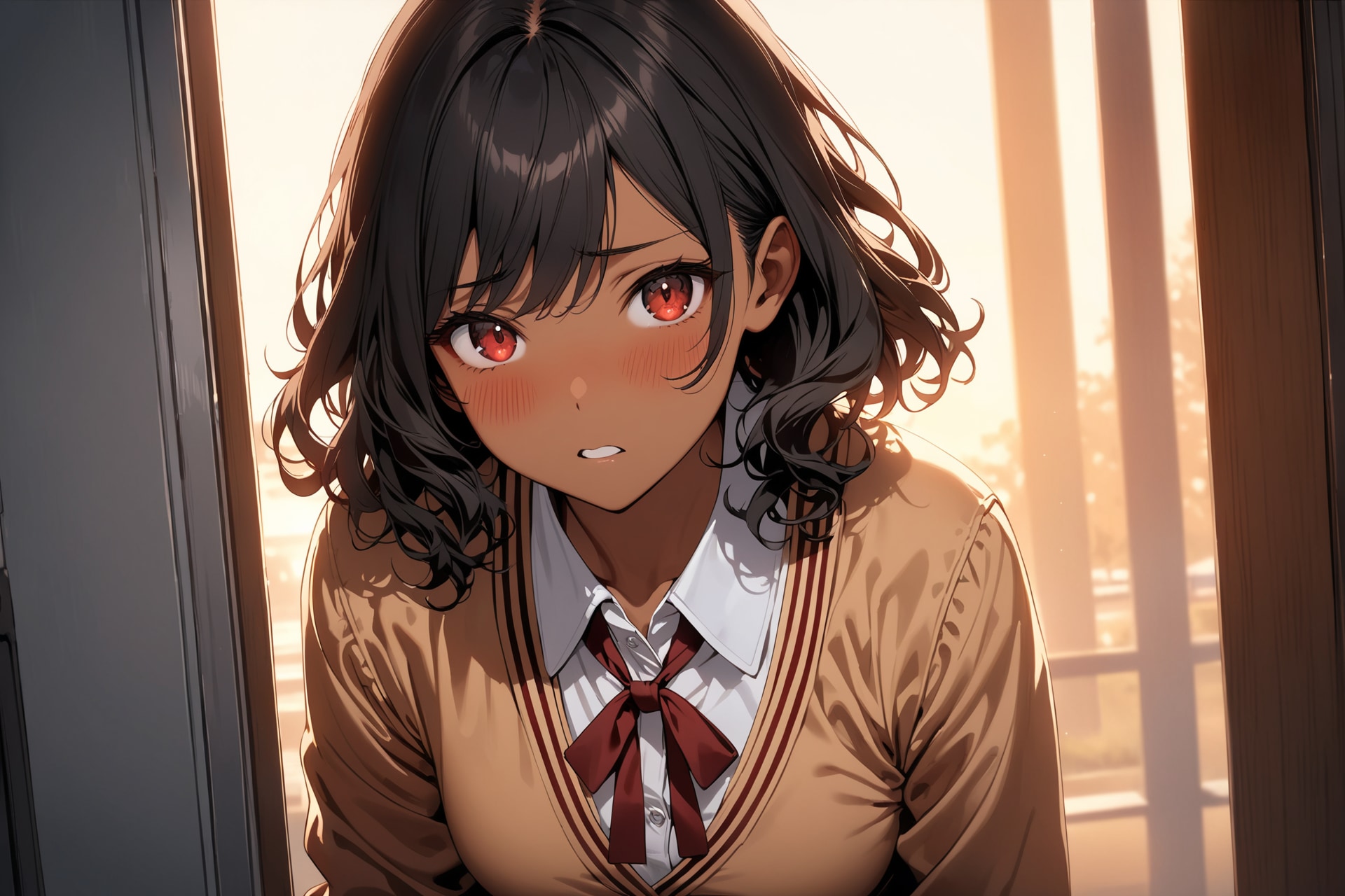 夕日に映えるクラスメート