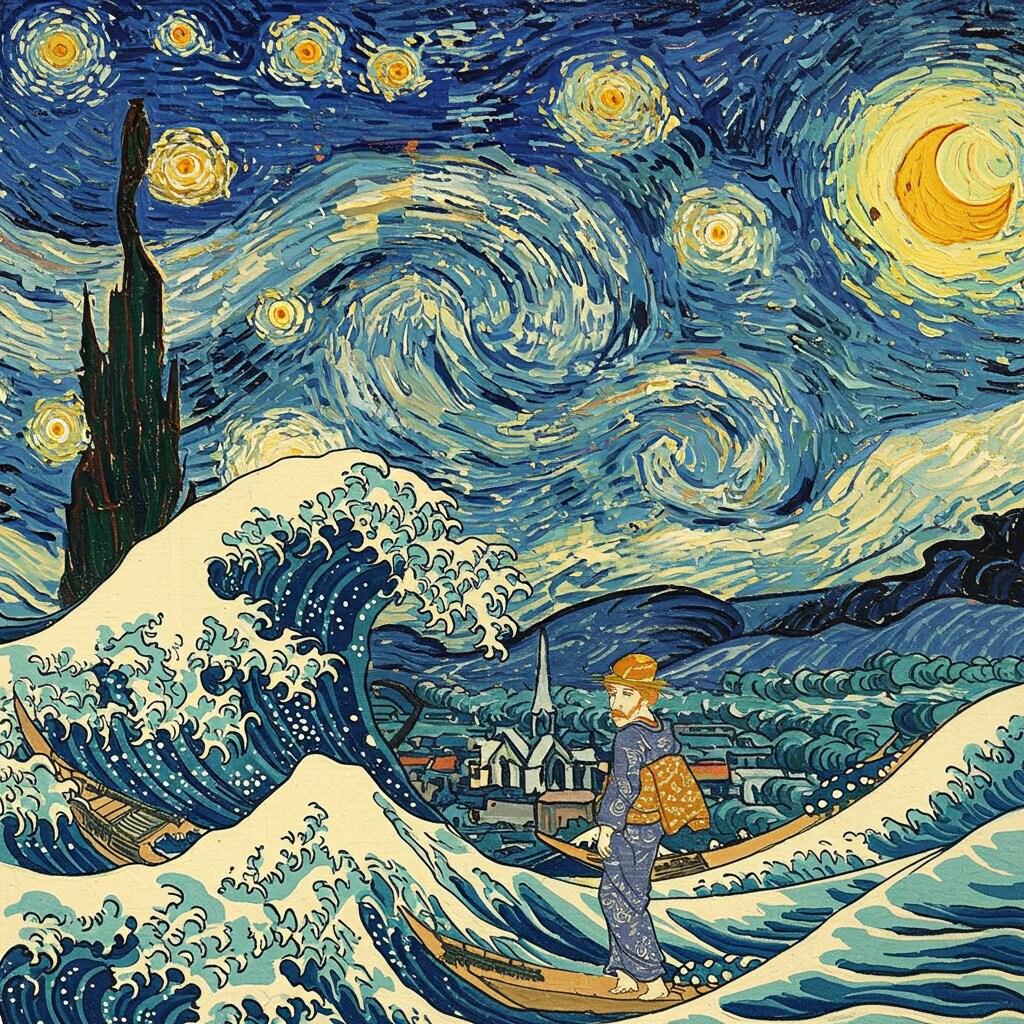 ゴッホスタイルの浮世絵