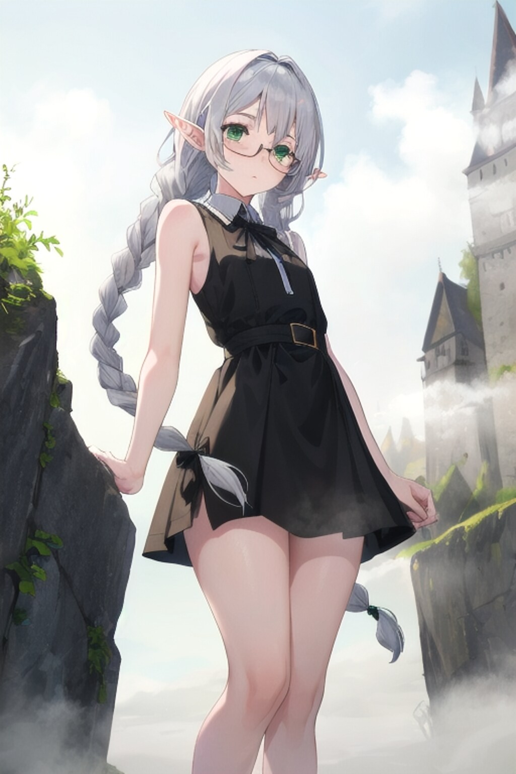 眼鏡三つ編みエルフ