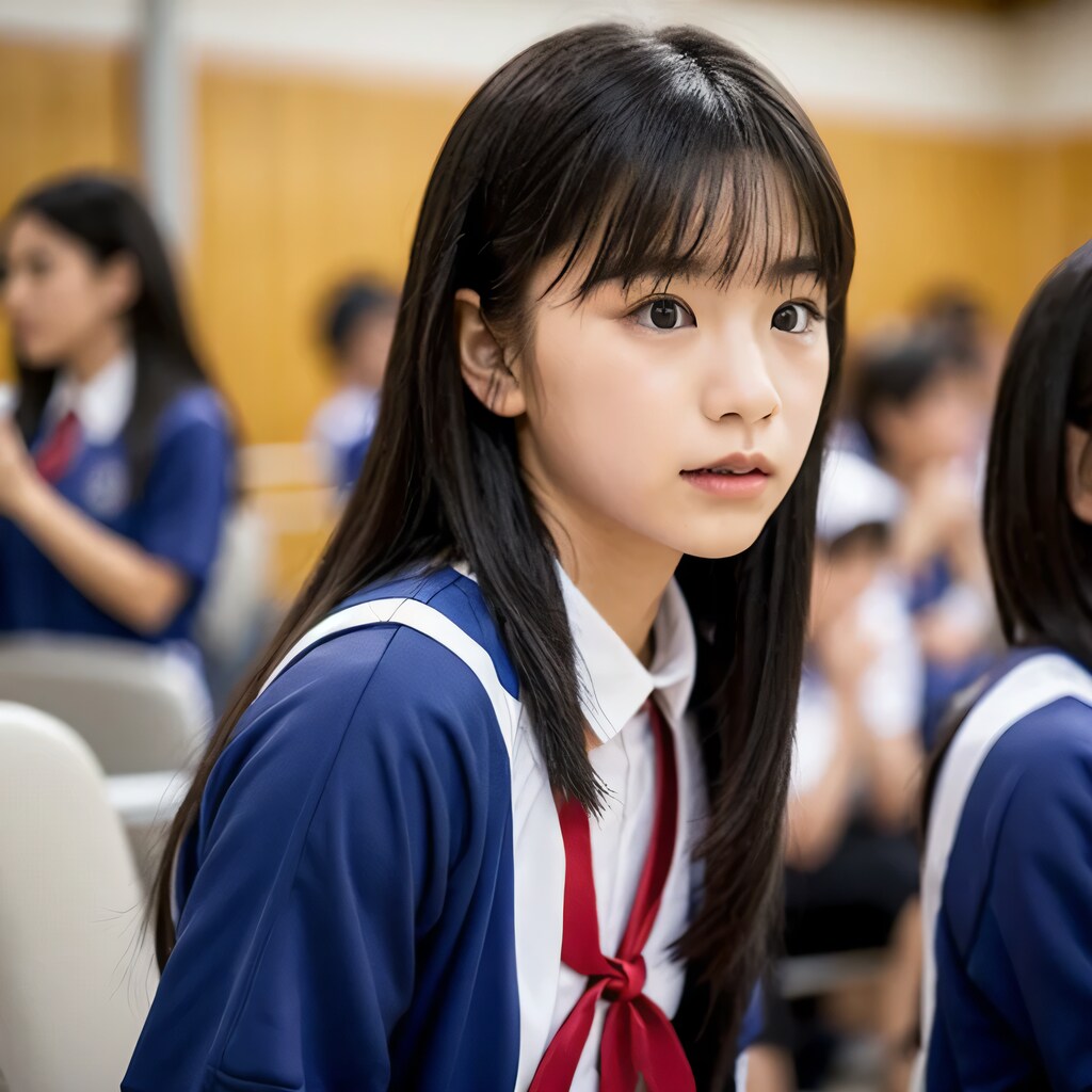 黒髪ロングでブレザーの美女２１