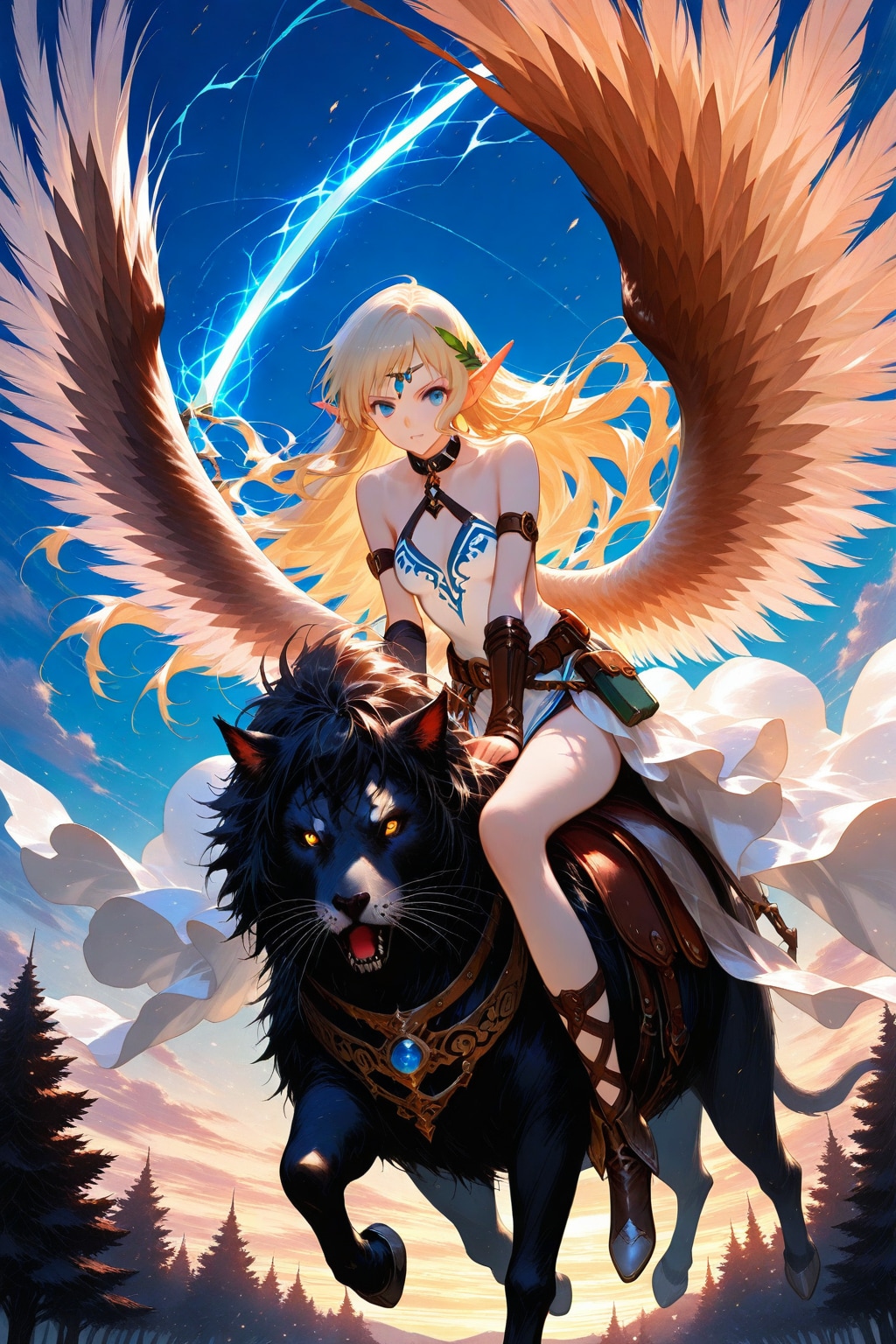 幻獣に騎乗する美女エルフの聖騎士 Ver.01