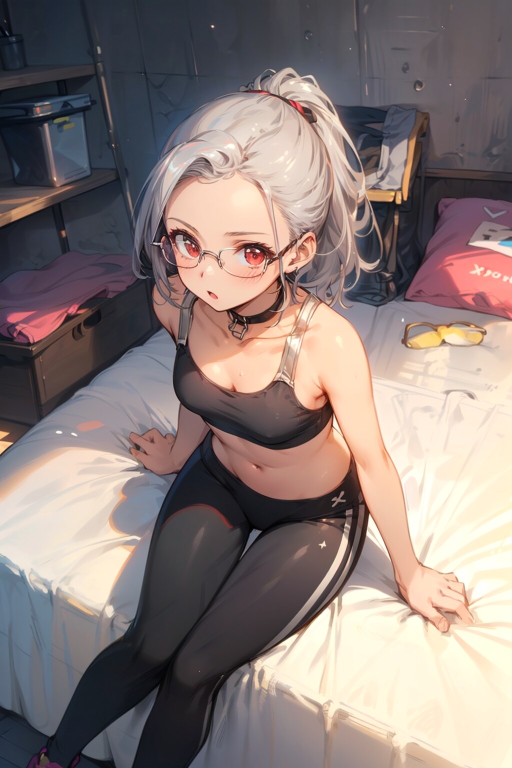 スポーツウェアの眼鏡っ娘