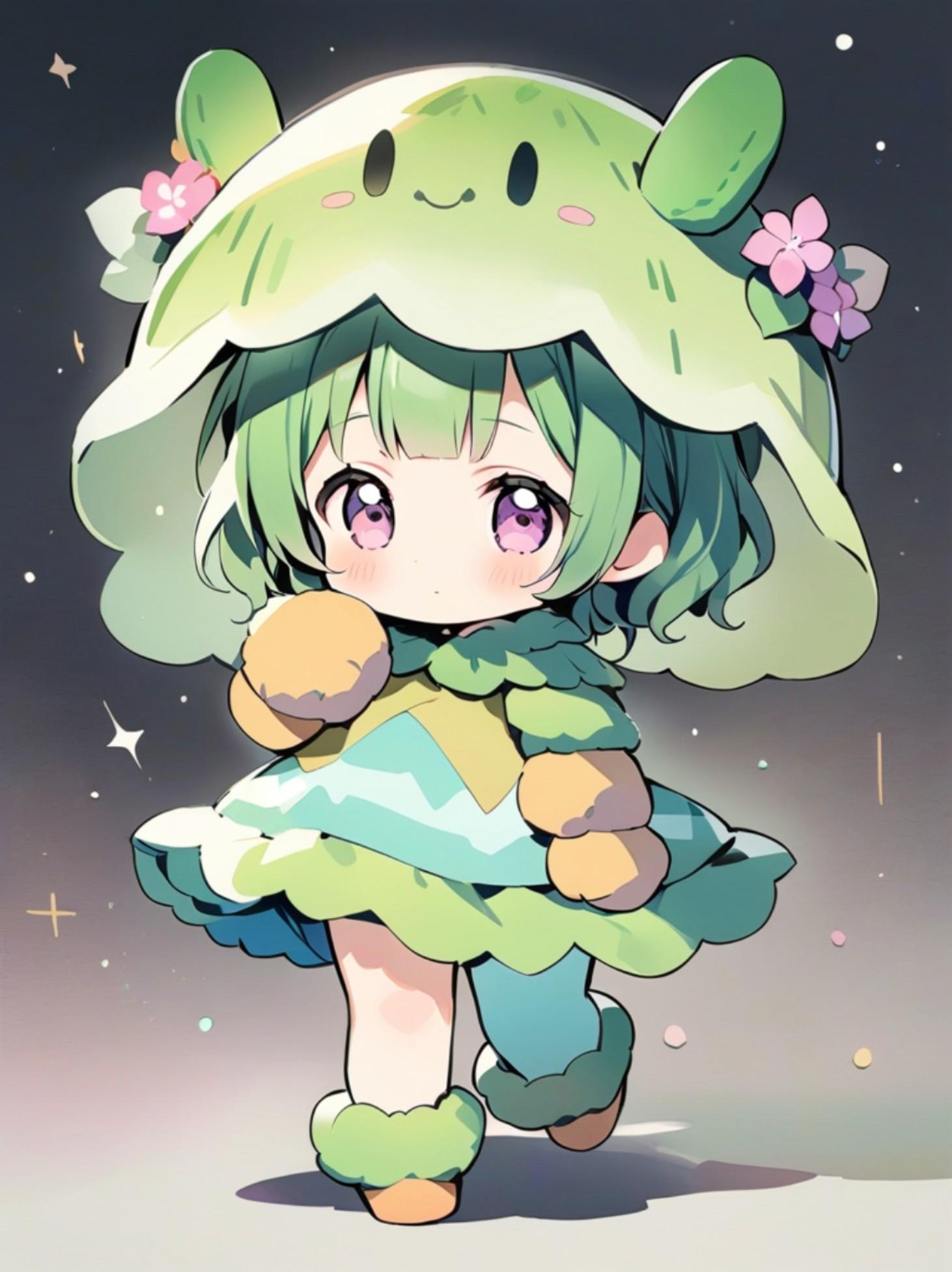 謎の着ぐるみの緑髪ちゃん | の人気AIイラスト・グラビア