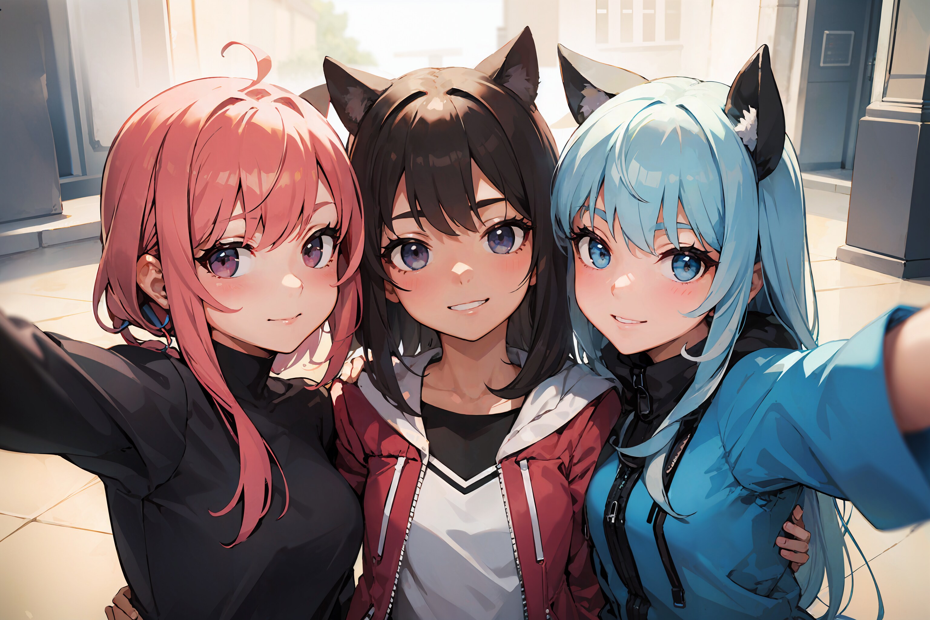 １単語だけプロンプト「selfie」