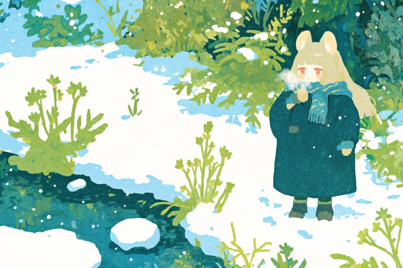 雪景色とねず耳