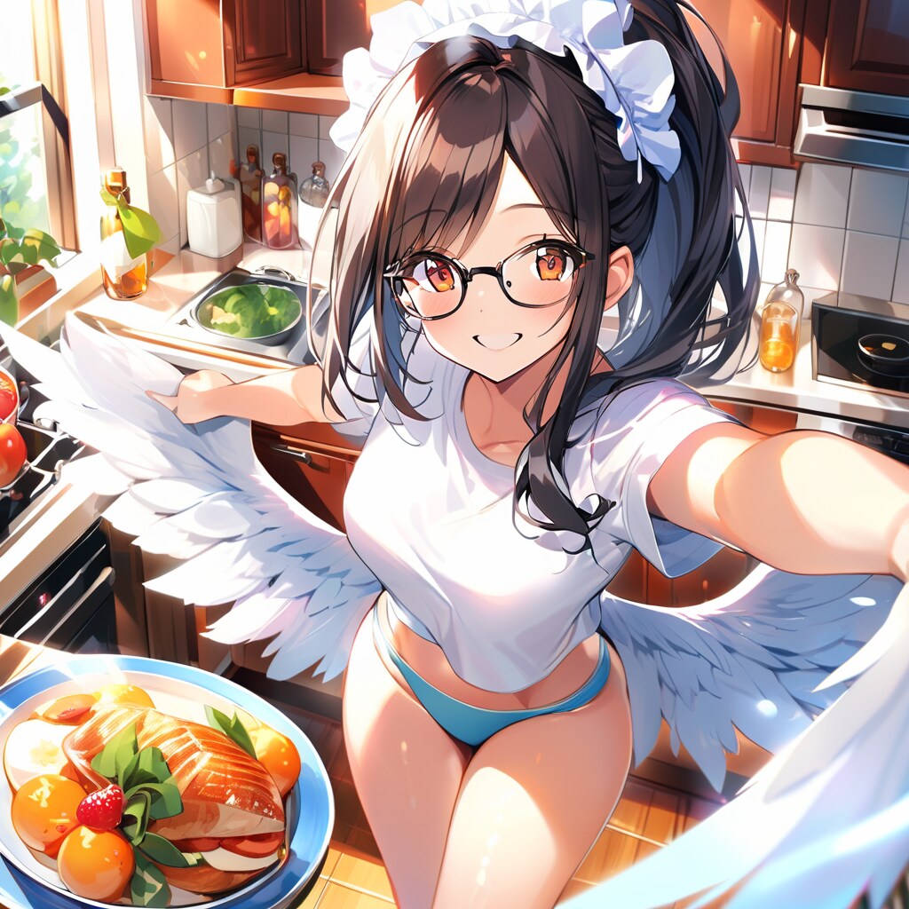 ブルマで料理する地味子天使さん