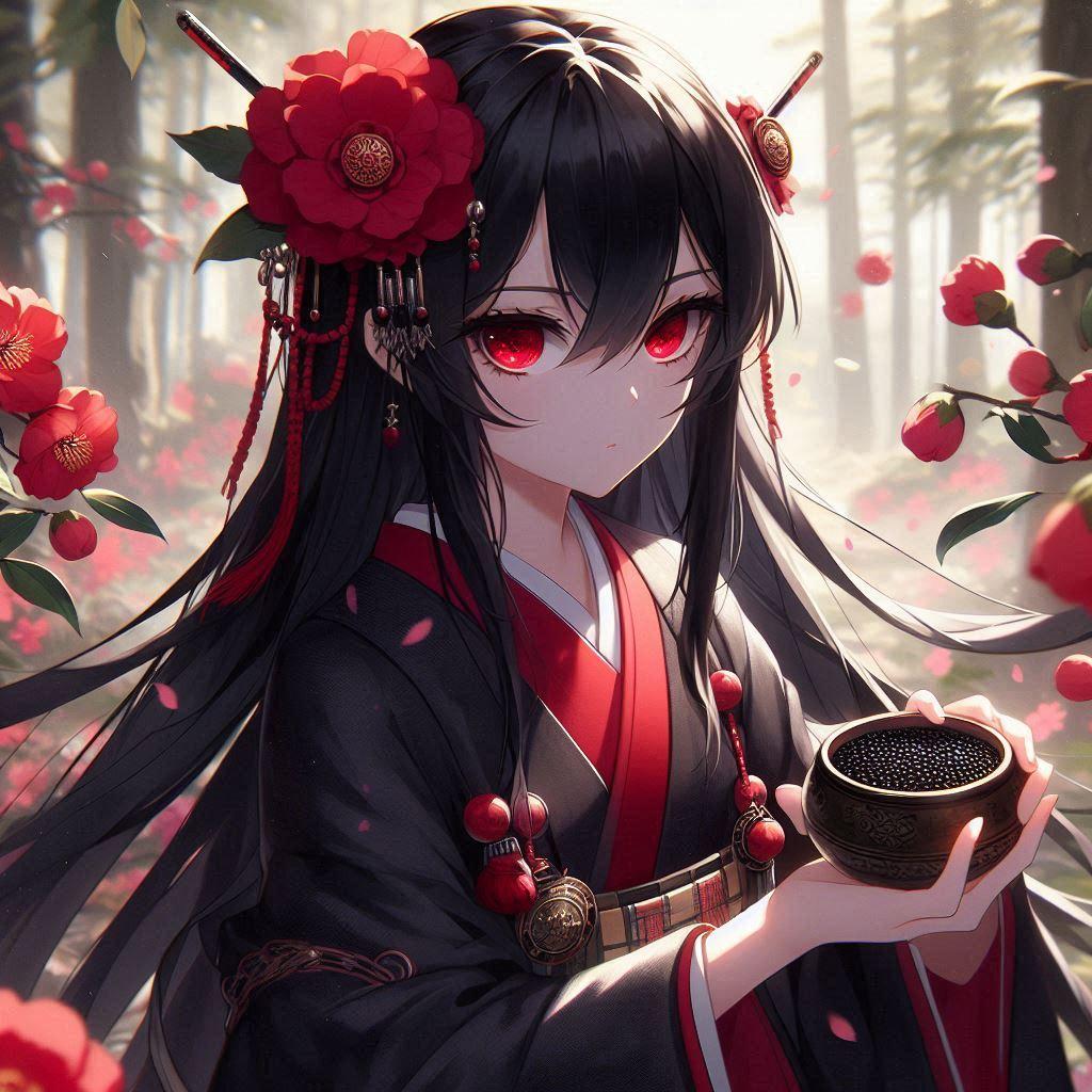 丸薬を配るツバキさん