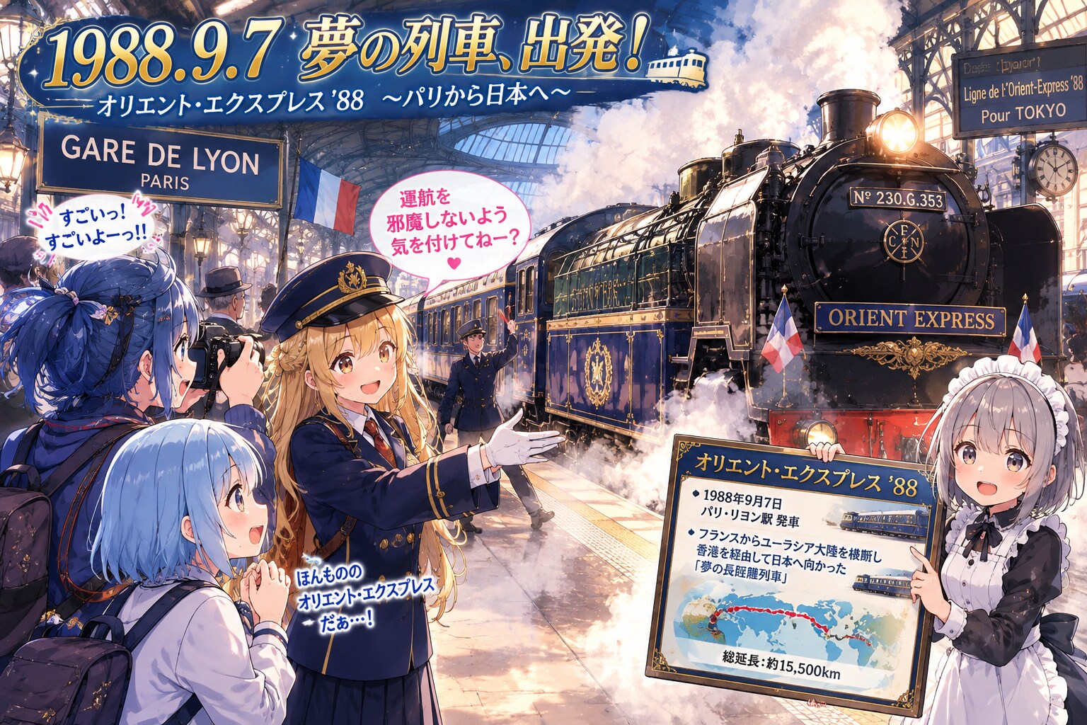 9月7日はオリエントエクスプレス88の出発日 | の人気AIイラスト・グラビア