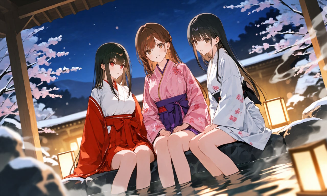 足湯女子達　冬