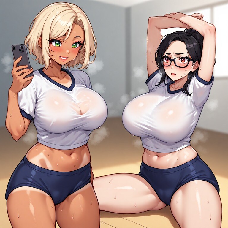 金髪ギャルと黒髪メガネ　準備運動編Ver.R-15
