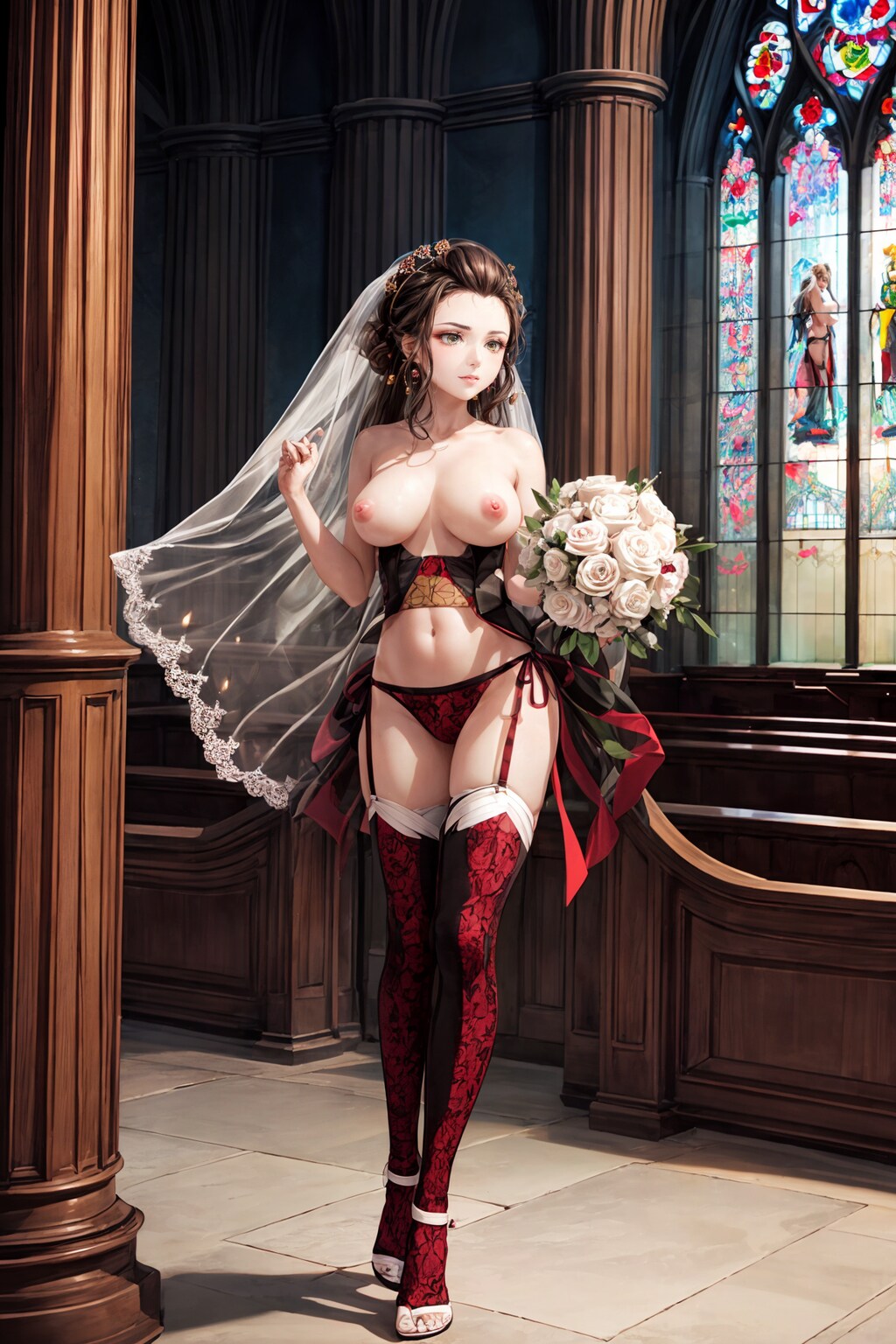 聖なる絆 - 堕姫のジューンブライド教会を彩るアートヌード