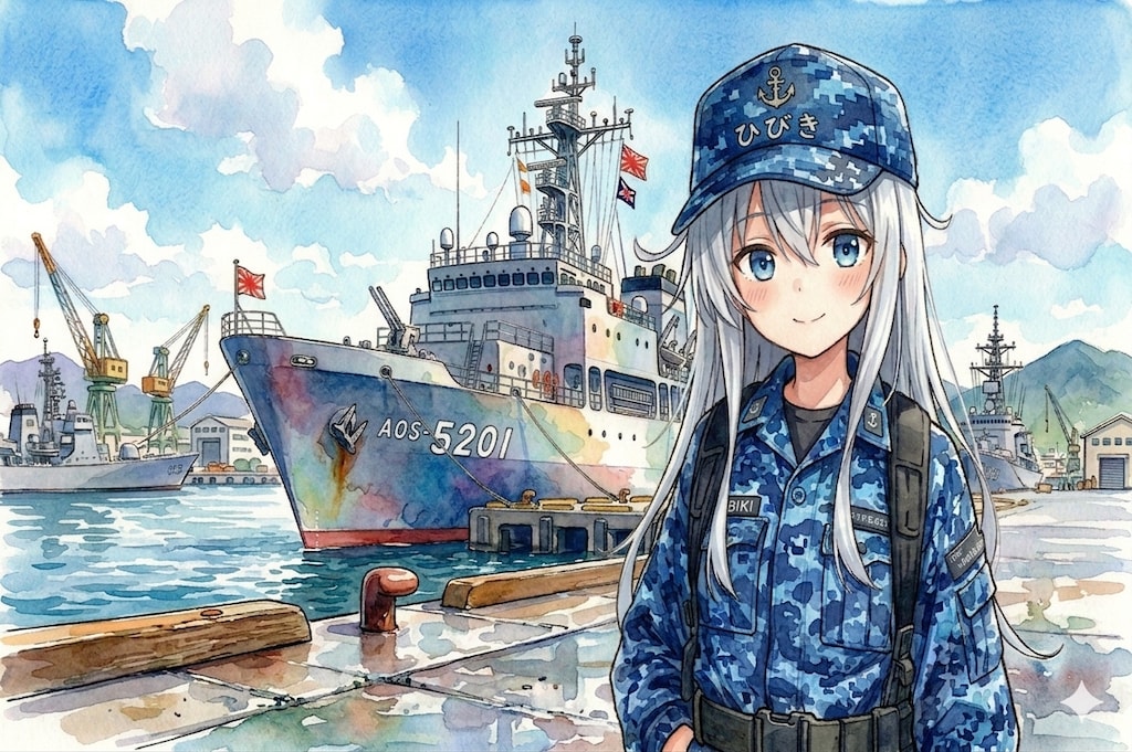 海上自衛艦　音響測定艦ひびき（イメージ失敗）