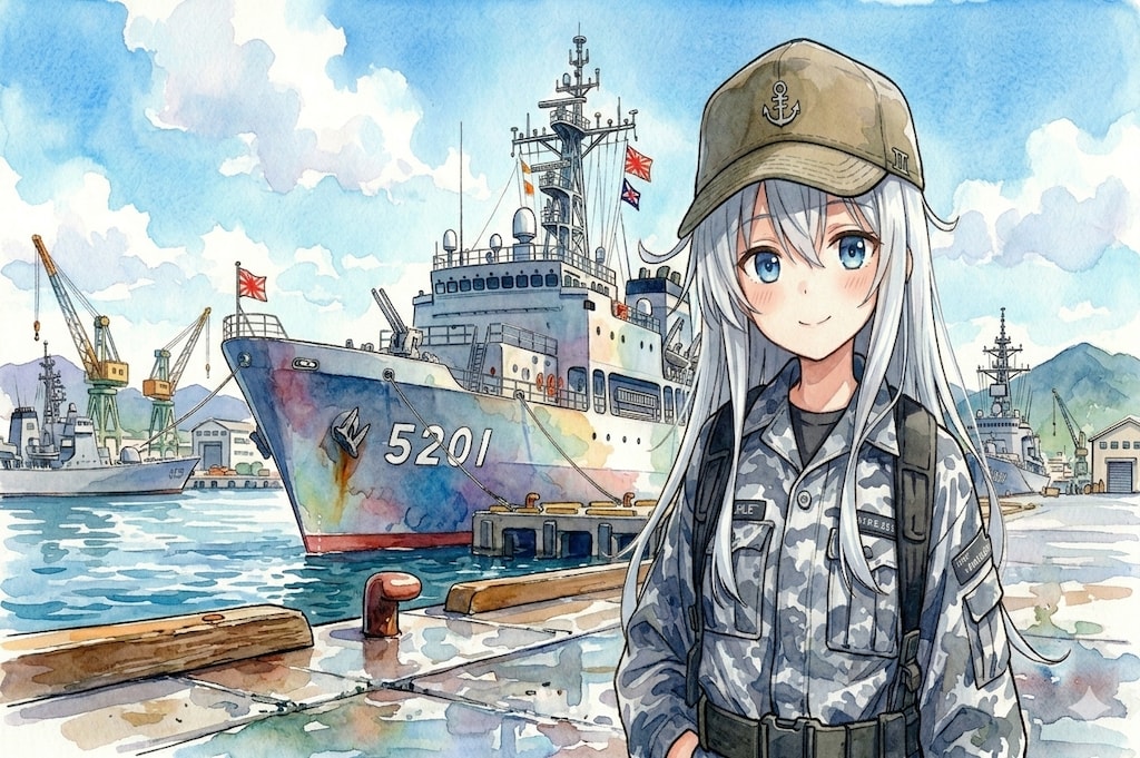 海上自衛艦　音響測定艦ひびき（イメージ失敗）