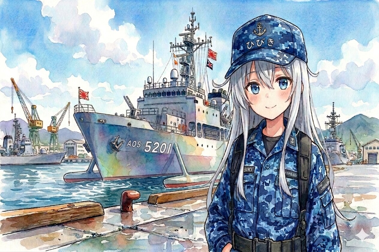 海上自衛艦　音響測定艦ひびき（イメージ失敗）
