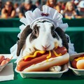 ホットドッグ大食い大会に出場するウサギ 2枚目