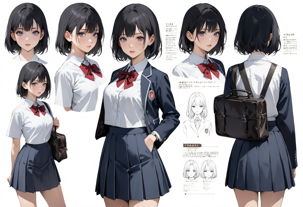 女子校生（とかばん）の設定図