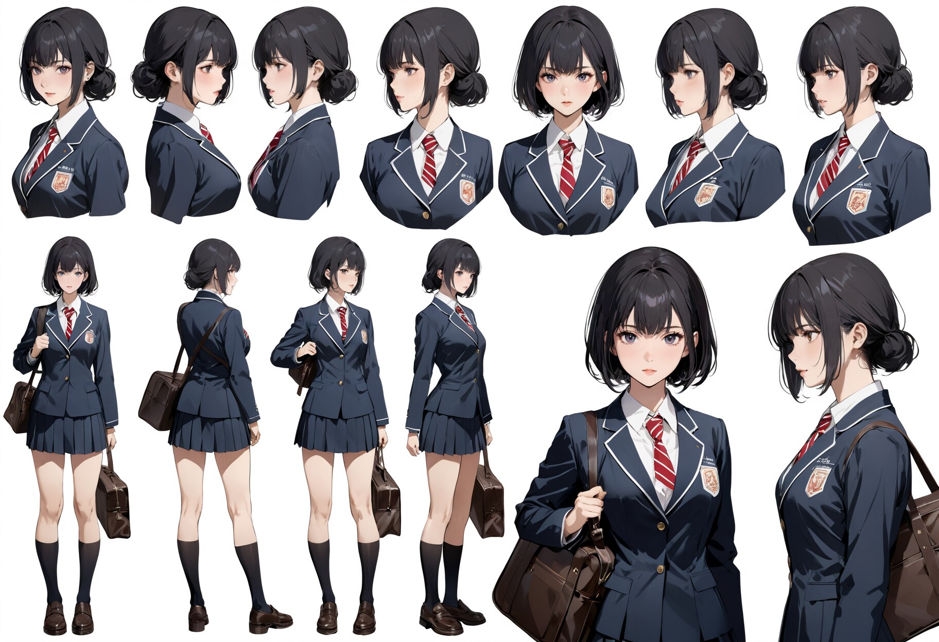 女子校生（とかばん）の設定図 | の人気AIイラスト・グラビア