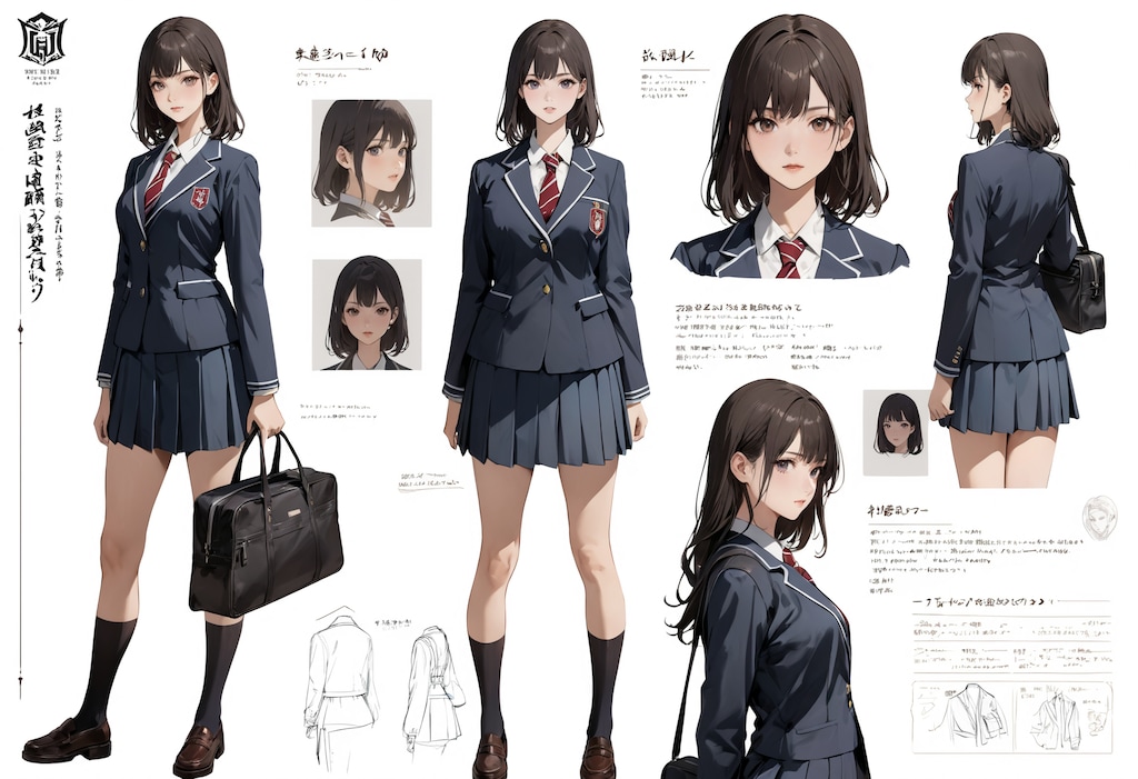 女子校生（とかばん）の設定図