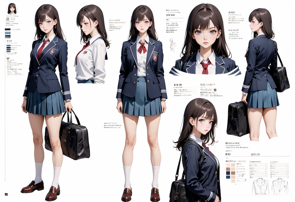 女子校生（とかばん）の設定図