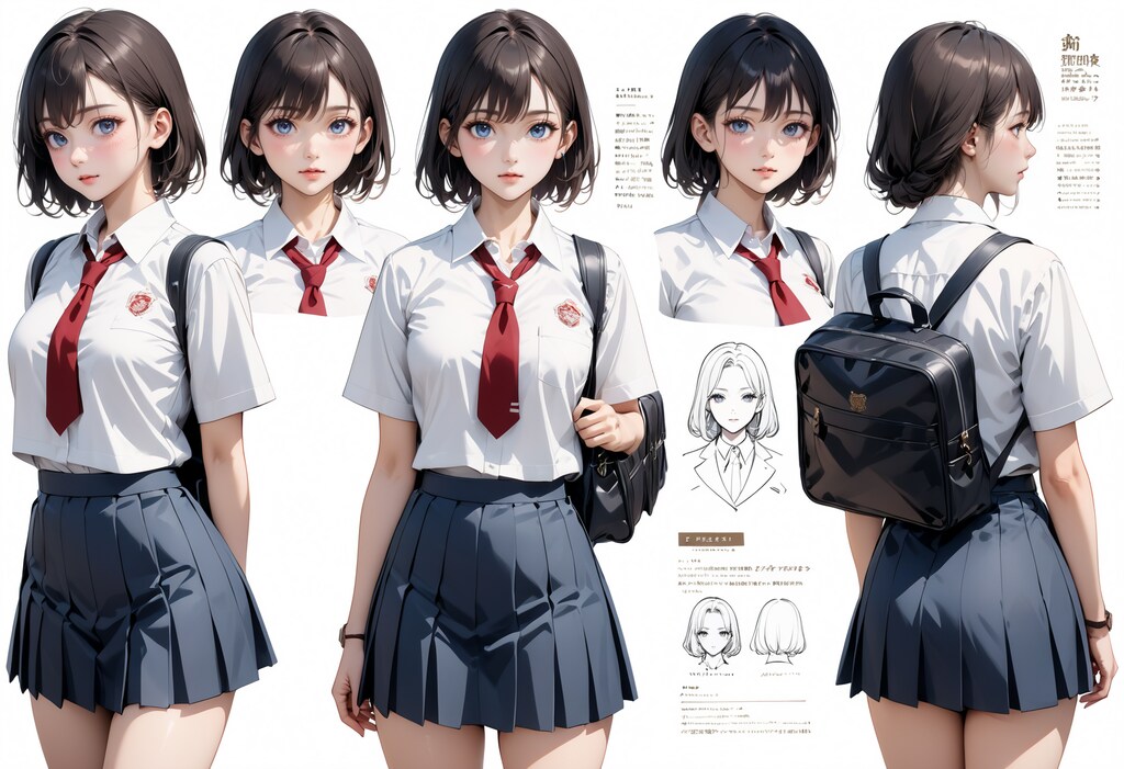 女子校生（とかばん）の設定図