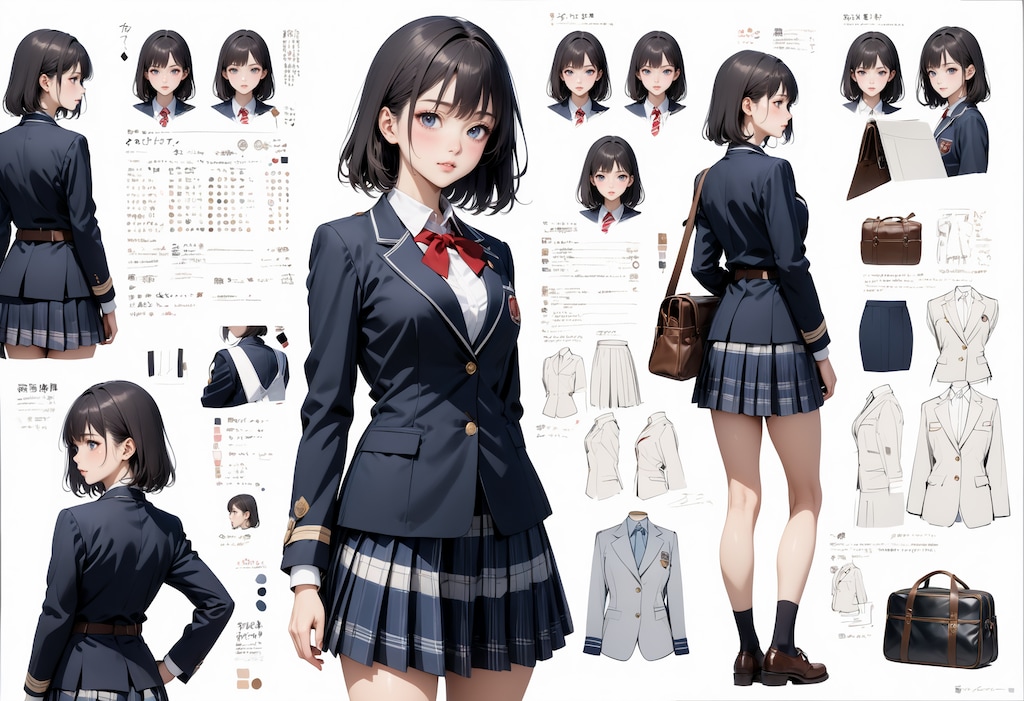 女子校生（とかばん）の設定図