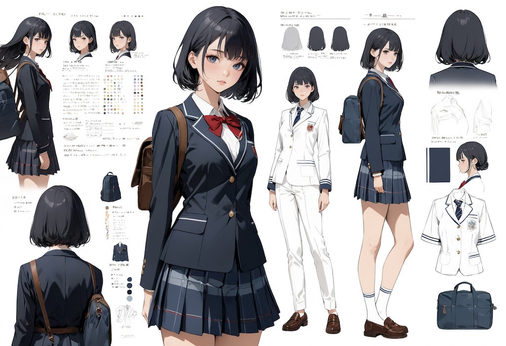 女子校生（とかばん）の設定図