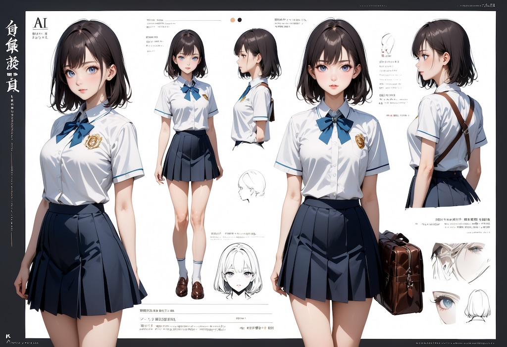 女子校生（とかばん）の設定図