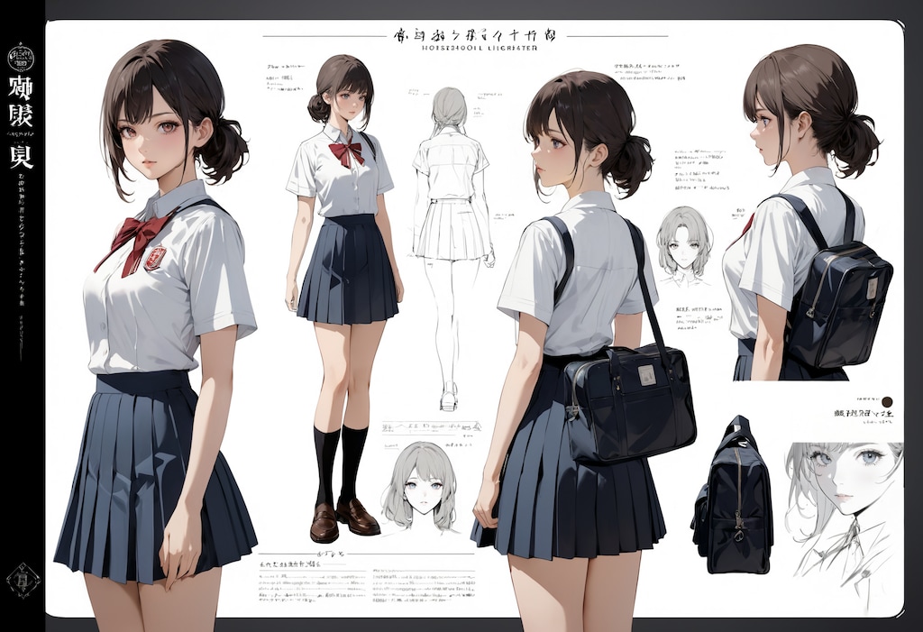 女子校生（とかばん）の設定図