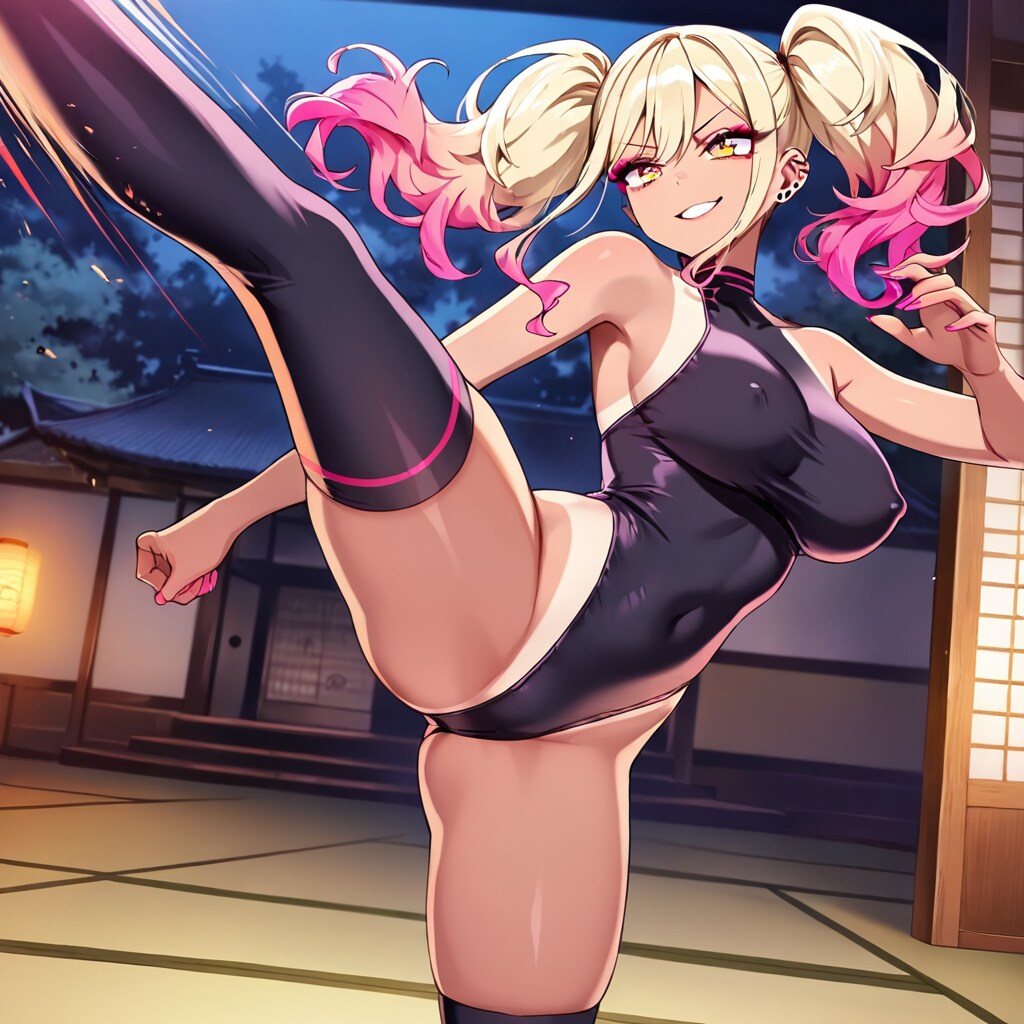 ある日突然、くノ一(退魔忍？)になって追手にハイキックをかますギャル子。