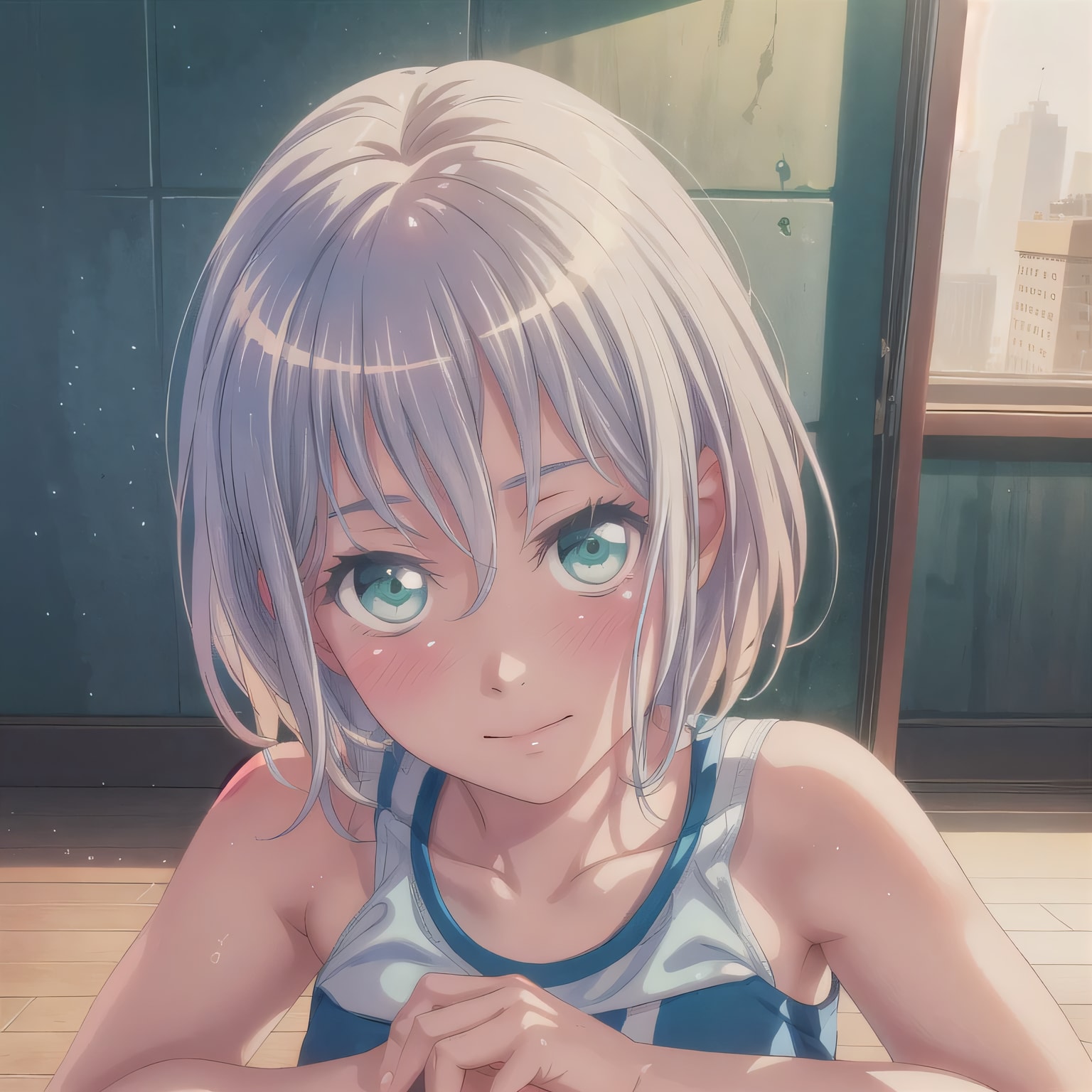 灰髪ボブで体操服の少女 | の人気AIイラスト・グラビア