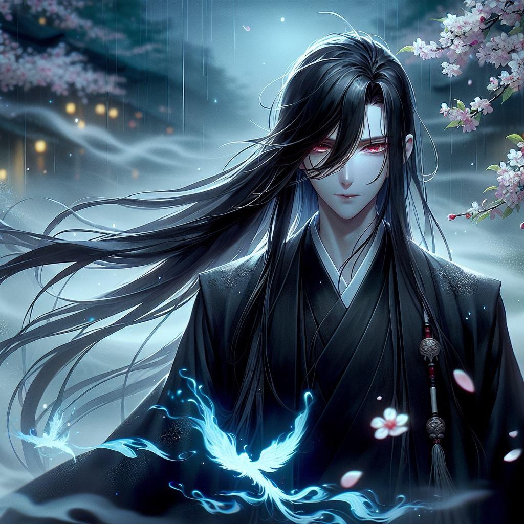 精霊と長髪着物男子