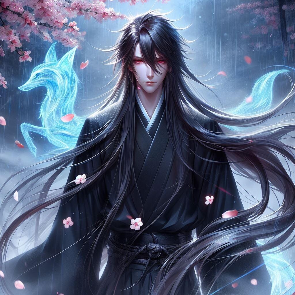 精霊と長髪着物男子