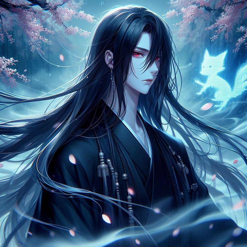 精霊と長髪着物男子