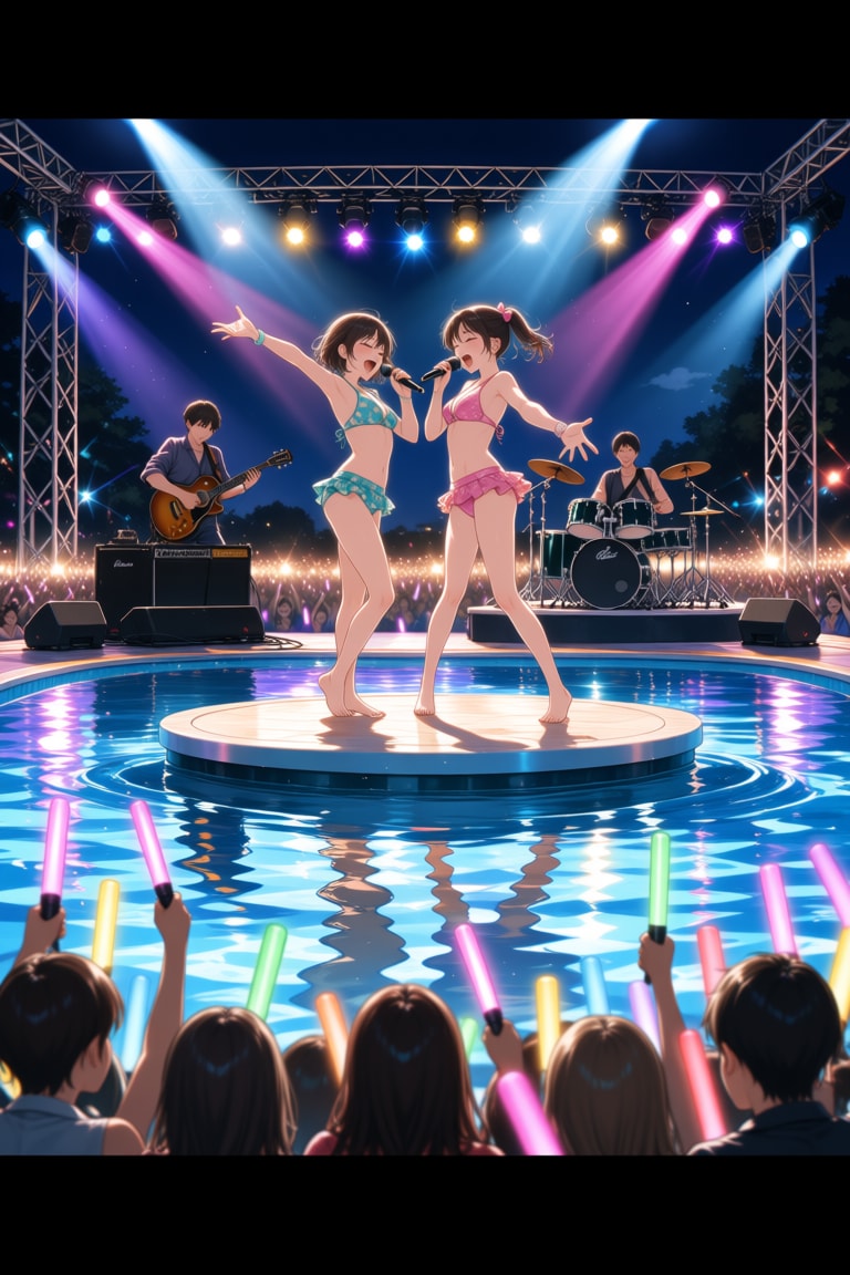 プールでLIVE開催中