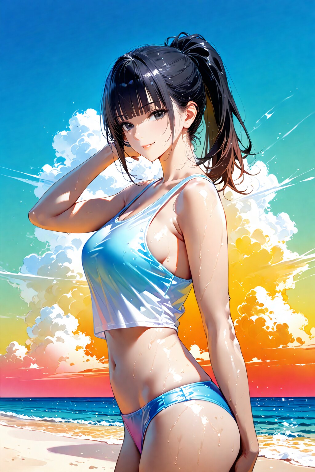 【Today's illustration】swimsuit⑤「cloud」