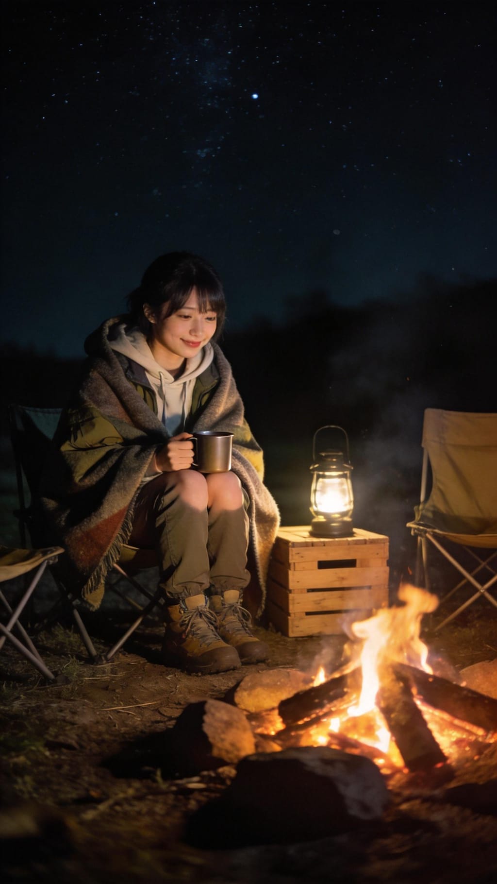 Campfire Preparations at Dusk