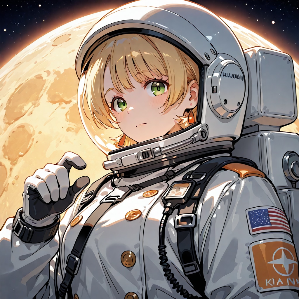Blonde big breasted older sister who lands on the moon as an astronaut (30 years old) | の人気AIイラスト・グラビア
